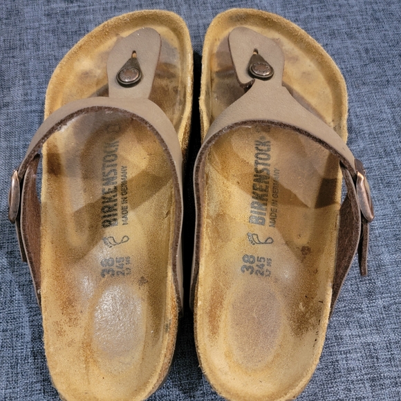 Birkenstock Tan and Brown Thong Sandals - Picture 1 of 2